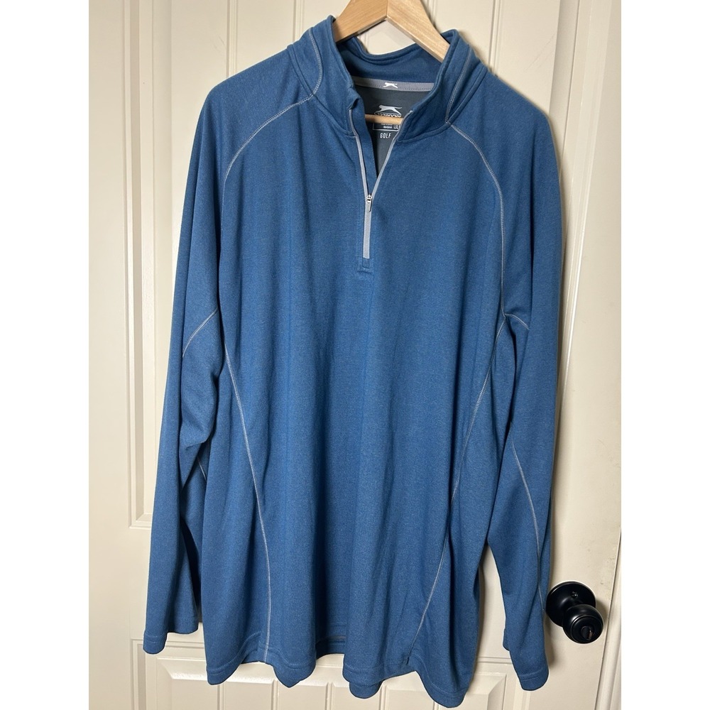Slazenger Men Pullover Shirt 2XL Blue Longsleeve Golf Performance 1/4 Zip Active